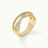 Beaded Crossover Band, 14K Gold Vermeil, 1/6 ct Lab Grown Diamond-5