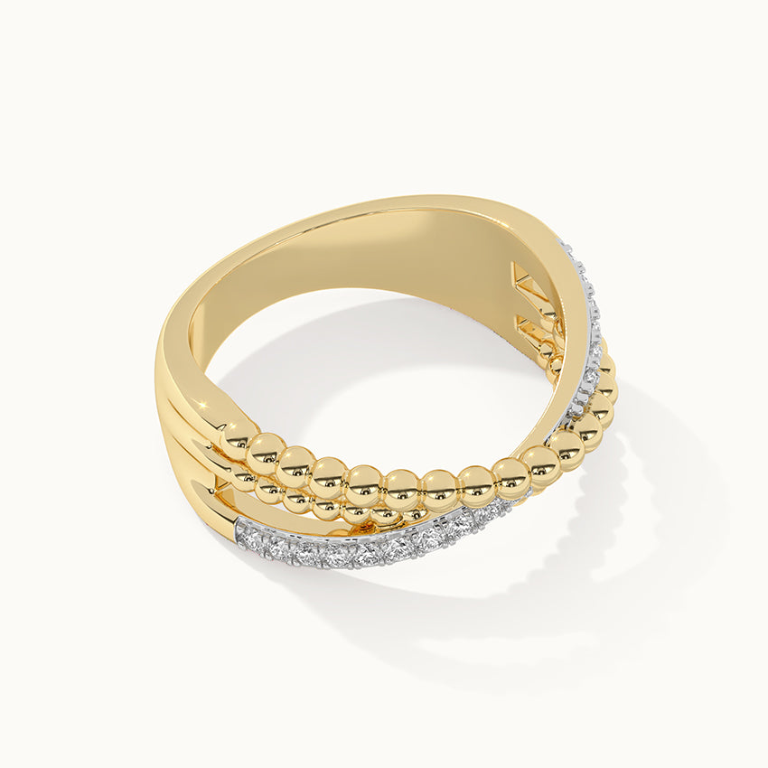 Beaded Crossover Band, 14K Gold Vermeil, 1/6 ct Lab Grown Diamond-6