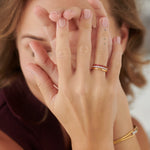 Created Ruby Stackable Bands, 14K Gold Vermeil, 1/4 ct Lab Grown Diamond-2