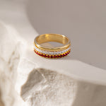 Created Ruby Stackable Bands, 14K Gold Vermeil, 1/4 ct Lab Grown Diamond-3