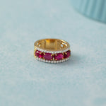 Three Row Created Ruby and Diamond Band, 14K Gold Vermeil,3 ct Lab Grown Diamond-3