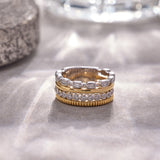 Two-Tone Stacked Diamond Band