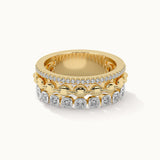 Stacked Three Row Diamond Band