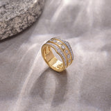 Bold Three Row Diamond Stacked Band