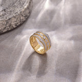 Bold Three Row Diamond Stacked Band