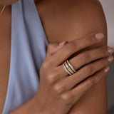 Bold Three Row Diamond Stacked Band