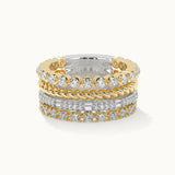 Texture Two-Toned Diamond Stacked Band