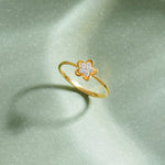 Petite Flower Ring, 14K Gold Vermeil, 1/10 ct Lab Grown Diamond-1