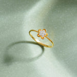Petite Flower Ring, 14K Gold Vermeil, 1/10 ct Lab Grown Diamond-6