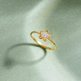 Petite Flower Ring, 14K Gold Vermeil, 1/10 ct Lab Grown Diamond-6