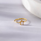 Petite Flower Ring, 14K Gold Vermeil, 1/10 ct Lab Grown Diamond-5
