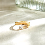 Pear Solitaire Spiral Ring, 14K Gold Vermeil, 1/2 ct Lab Grown Diamond-1