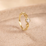 Classic Linked Solitaire Ring