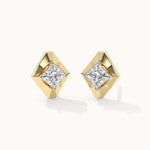 Faceted Solitaire Studs, 14K Gold Vermeil, 7/8 ct Lab Grown Diamond-3
