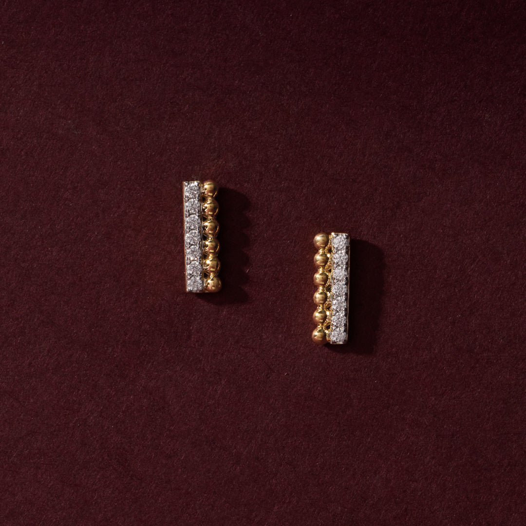 Gleaming Bar Diamond Earrings|14K Gold Vermeil Lab Grown Diamond|HYOU ...