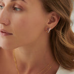 Created Sapphire Stuggies, 14K Gold Vermeil, 1/6 ct Lab Grown Diamond-2