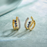 Created Sapphire Stuggies, 14K Gold Vermeil, 1/6 ct Lab Grown Diamond-6