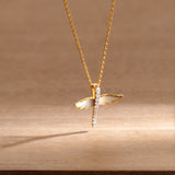 Angelic Diamond Necklace, 14K Gold Vermeil, 1/6 ct Lab Grown Diamond-1