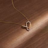 Interlink Paperclip Necklace, 14K Gold Vermeil, 1/4 ct Lab Grown Diamond-1