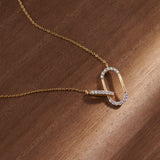 Interlink Paperclip Necklace, 14K Gold Vermeil, 1/4 ct Lab Grown Diamond-6