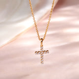 Diamond Cross Necklace, 14K Gold Vermeil, 1/5 ct Lab Grown Diamond-6