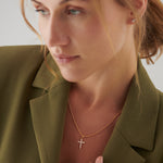 Diamond Cross Necklace, 14K Gold Vermeil, 1/5 ct Lab Grown Diamond-2