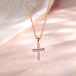 Diamond Cross Necklace, 14K Gold Vermeil, 1/5 ct Lab Grown Diamond-1