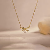 Dancing Diamond Bow Necklace