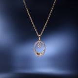 Oval Diamond Halo Necklace