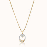 Oval Diamond Halo Necklace