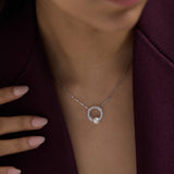 Halo Pearl Diamond Necklace