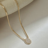 Oval Disc Diamond Necklace