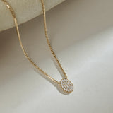 Oval Disc Diamond Necklace