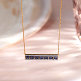 Created Sapphire Bar Necklace, 14K Gold Vermeil, 1/3 ct Lab Grown Diamond-6