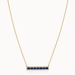 Created Sapphire Bar Necklace, 14K Gold Vermeil, 1/3 ct Lab Grown Diamond-3