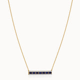 Created Sapphire Bar Necklace, 14K Gold Vermeil, 1/3 ct Lab Grown Diamond-3