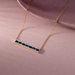 Created Sapphire Bar Necklace, 14K Gold Vermeil, 1/3 ct Lab Grown Diamond-5