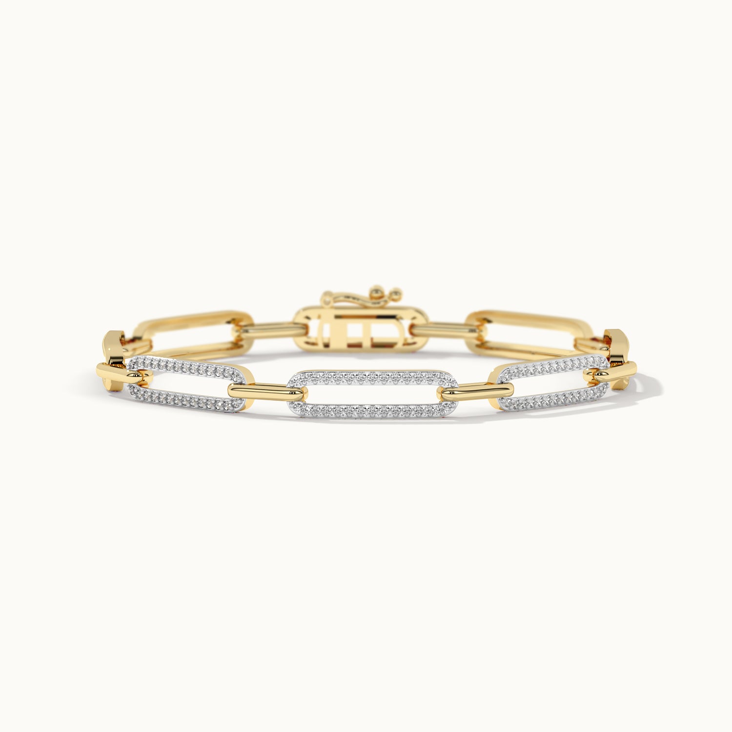 Pave Diamond Paperclip Bracelet, 14K Gold Vermeil, 1/2 ct Lab Grown Diamond-3