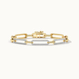 Pave Diamond Paperclip Bracelet, 14K Gold Vermeil, 1/2 ct Lab Grown Diamond-3