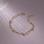 Paperclip Diamond Station Bracelet, 14K Gold Vermeil, 1/3 ct Lab Grown Diamond-5