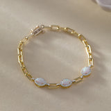 Opal Paperclip Link Bracelet