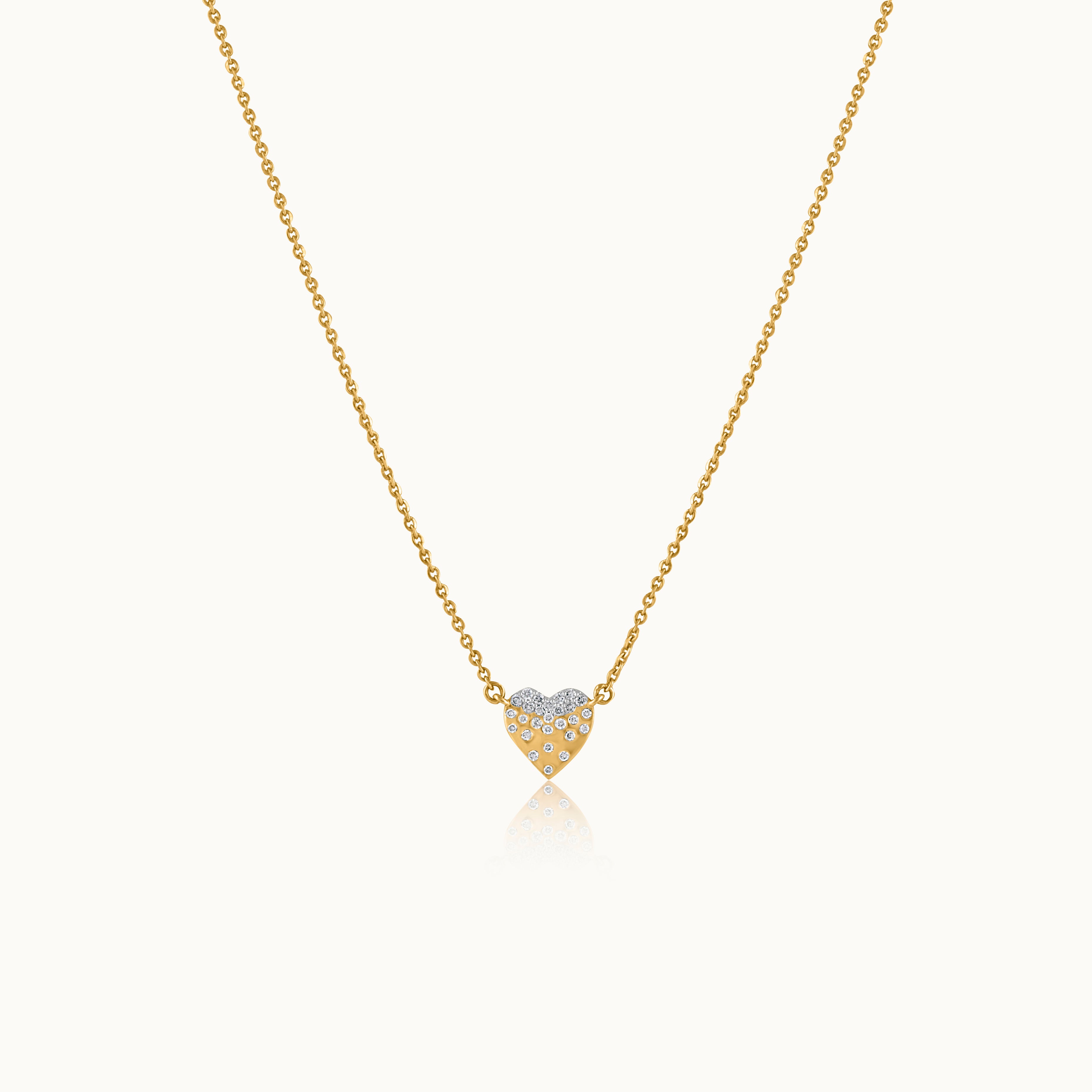 Bubbles Heart Necklace, 14K Solid Gold, 1/8 ct Lab Grown Diamond-3