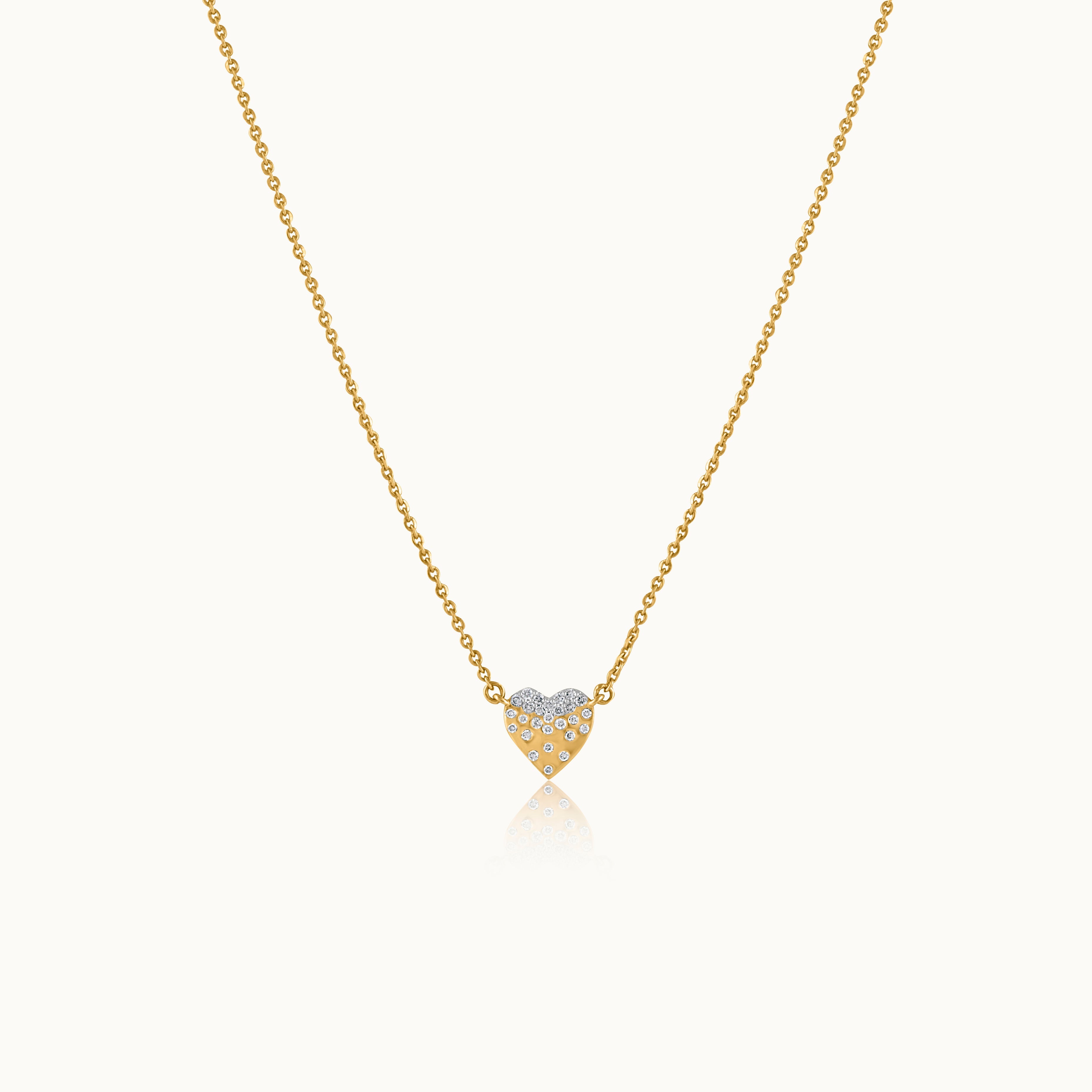 Bubbles Heart Necklace, 14K Solid Gold, 1/8 ct Lab Grown Diamond-3