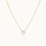 Minimal Square Necklace, 14K Solid Gold, 1/8 ct Lab Grown Diamond-3