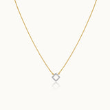 Minimal Square Necklace, 14K Solid Gold, 1/8 ct Lab Grown Diamond-3