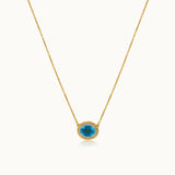 Natural Topaz Necklace, 14K Gold Vermeil, 1/10 ct Lab Grown Diamond-3