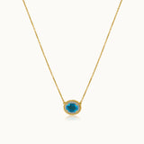 Natural Topaz Necklace, 14K Gold Vermeil, 1/10 ct Lab Grown Diamond-3