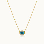 Natural Topaz Necklace, 14K Solid Gold, 1/10 ct Lab Grown Diamond-3
