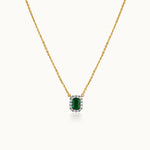 Created Emarald Diamond Necklace,14K Gold Vermeil,1/4 ct Lab Diamond-3