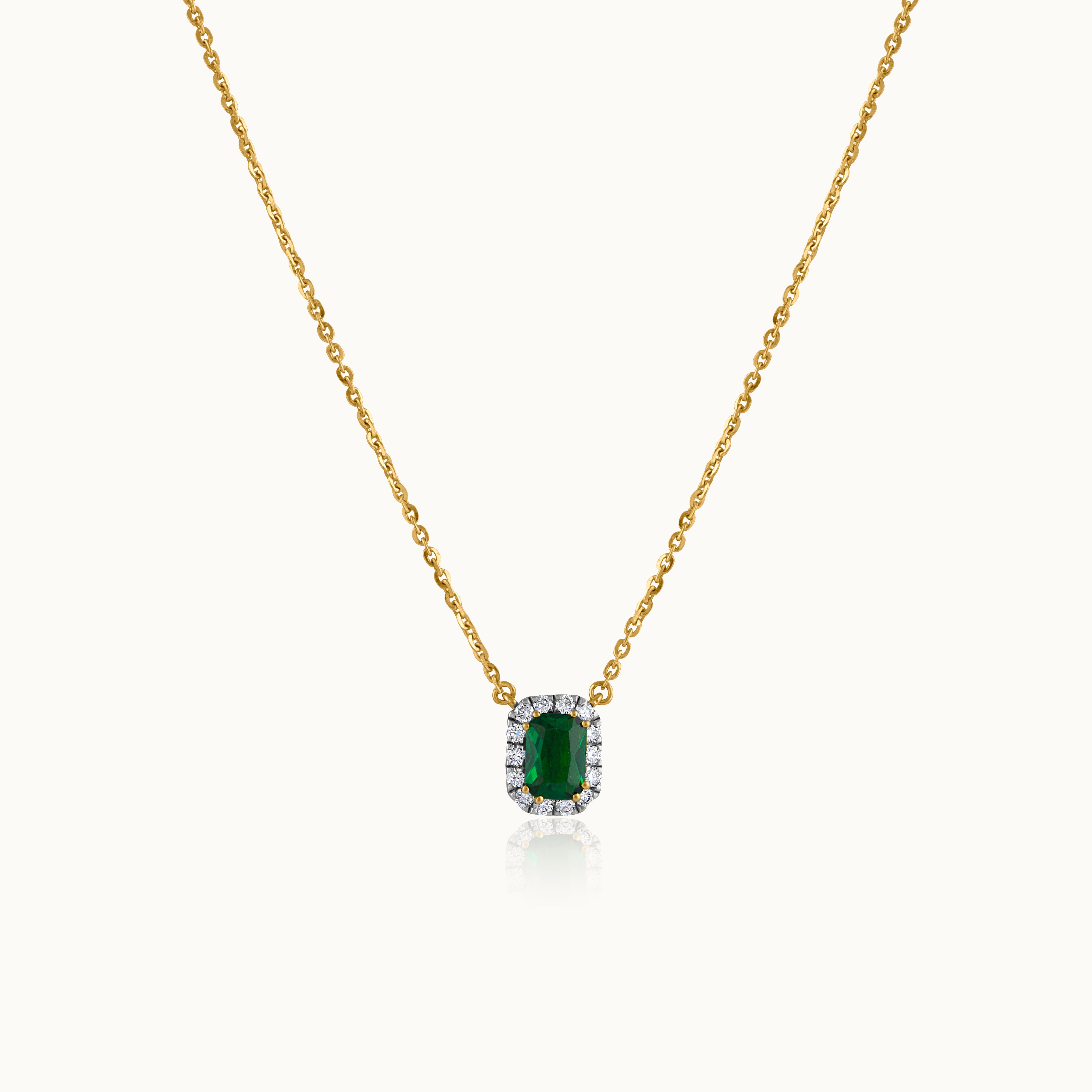 Created Emarald Diamond Necklace